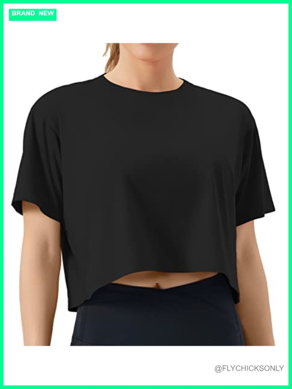 Workout Crop Top Boxy Yoga Cropped T-Shirt Cotton Rayon Spandex